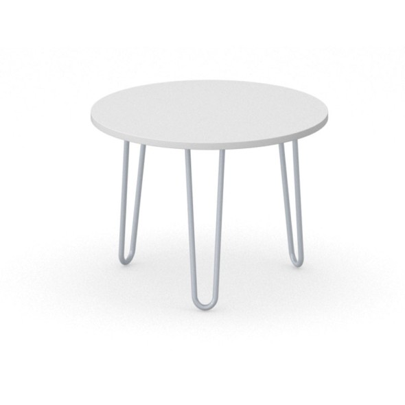 Konferenztisch SPIDER rund, Durchmesser 600 mm, Fußgestell grau/silber, Platte weiß