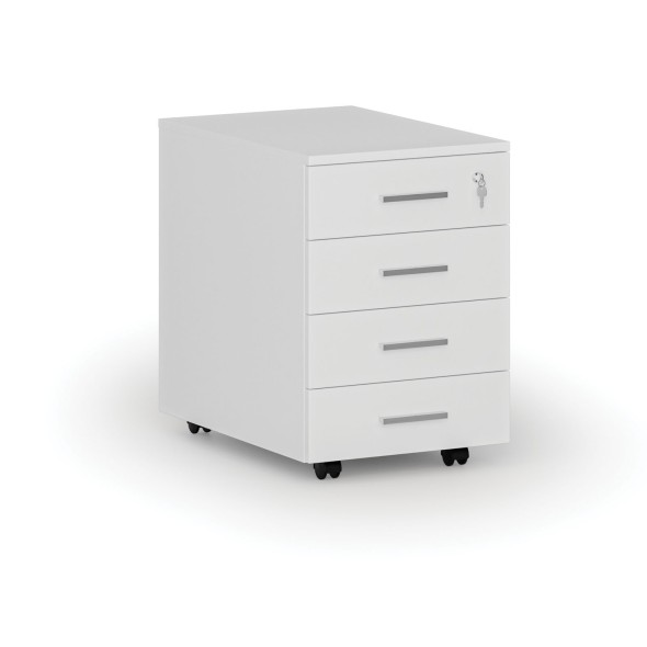 Kontener biurowy mobilny SOLID, 4 szuflady, 430 x 546 x 619 mm, biały