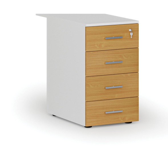 Kontenerek biurowy z szufladami dostawny PRIMO WHITE, 4 szuflady, biały/buk