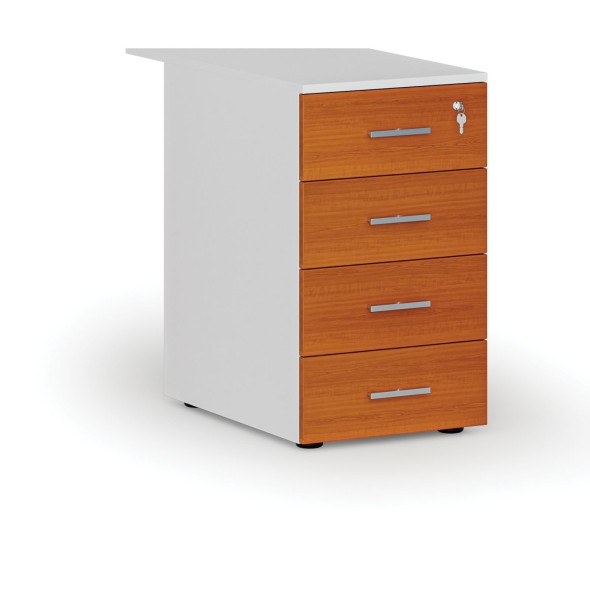 Kontenerek biurowy z szufladami dostawny PRIMO WHITE, 4 szuflady, biały/czereśnia