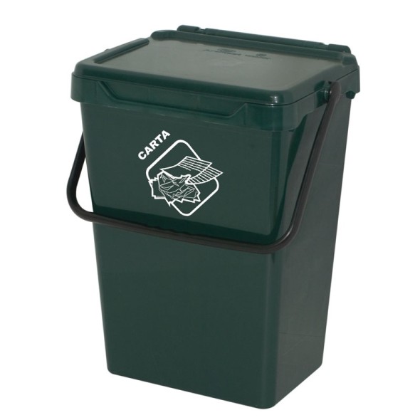 Kosz plastikowy na śmieci do segregacji, 35 l, ciemnno-zielony