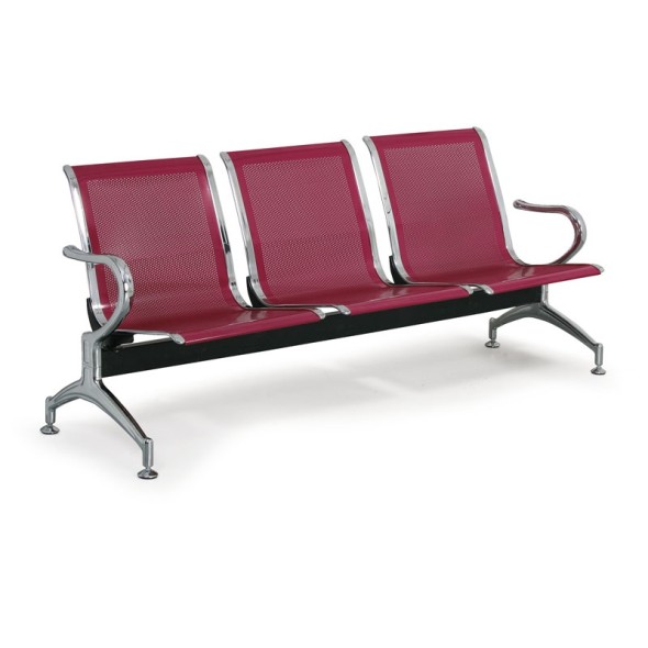 Kovová lavica do čakární STRONG, 3-sedadlo, červená