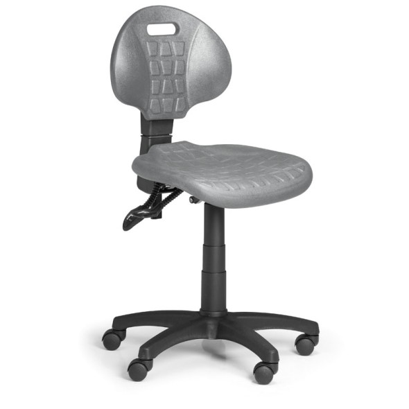 Krzesło PUR, bez podłokietników, asynchroniczna mechanika, do miękkich podłóg, szare