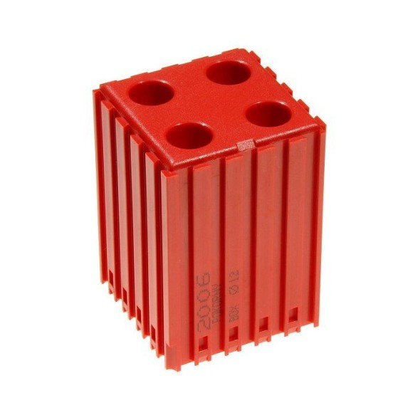 Kunststoff-Werkzeugkasten mit Zylinderschaft D12, Modul 5x5, 4 Kavitäten, rot