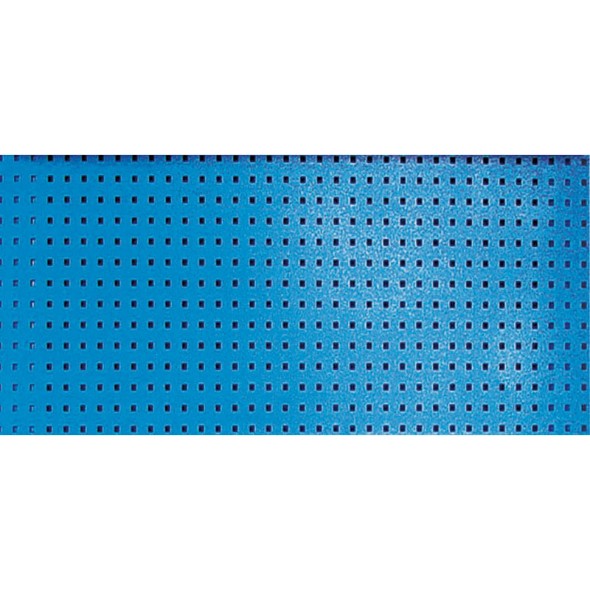 Lochrückwand für Werkbänke Serie GD, Bohrung 10 x 10 mm, Raster 38 x 38 mm, blau