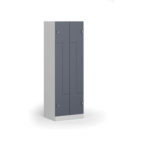 Metallspind, Z-Türen, auf Sockel, 4-teilig, blau, Zylinderschloss