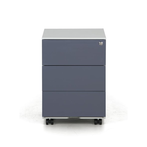 Metall-Schreibtischcontainer, Metall-Rollcontainer, 3 Schubladen, dunkelgrau