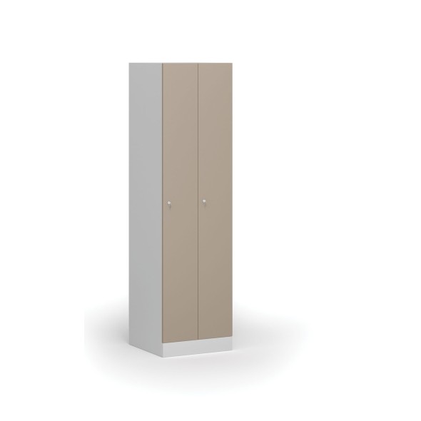 Metallspind, schmal, 2-türig, 1850 x 500 x 500 mm, Zylinderschloss, beige Tür