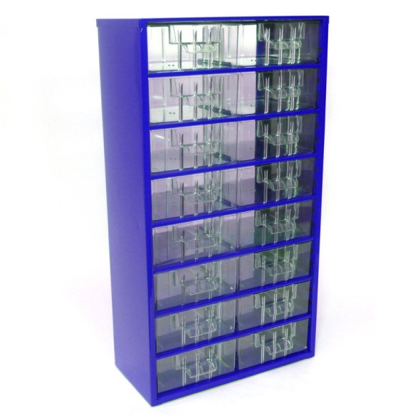 Metalowa szafka z szufladami, 16 szuflad, niebieski