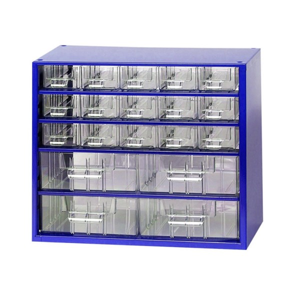 Metalowe szafki z szufladami, 19 szuflad, niebieski