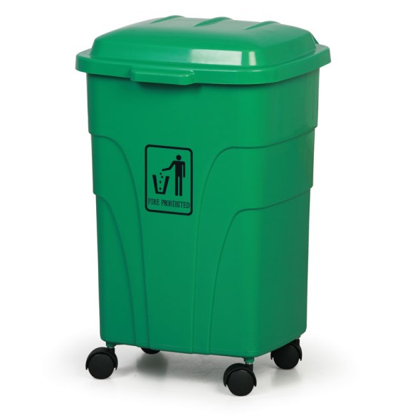 Mobiler plastik Mülleimer 70 l, für mülltrennung, grün