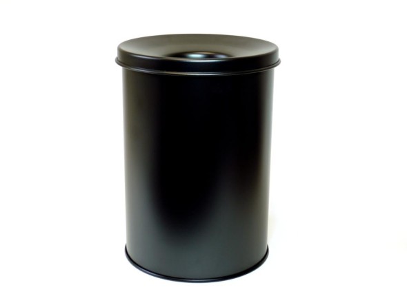 Odpadkový kovový koš s protipožárním víkem, 18 l, černá