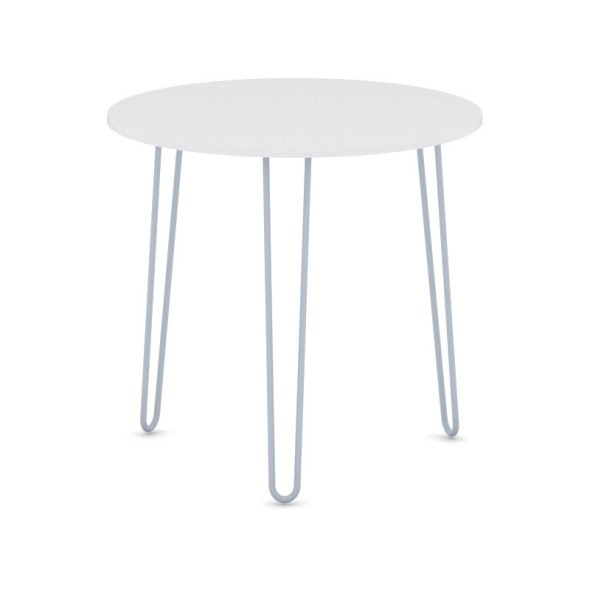 Okrągły stół konferencyjny SPIDER, średnica 800 mm, szaro-srebrny stelaż, blat biały