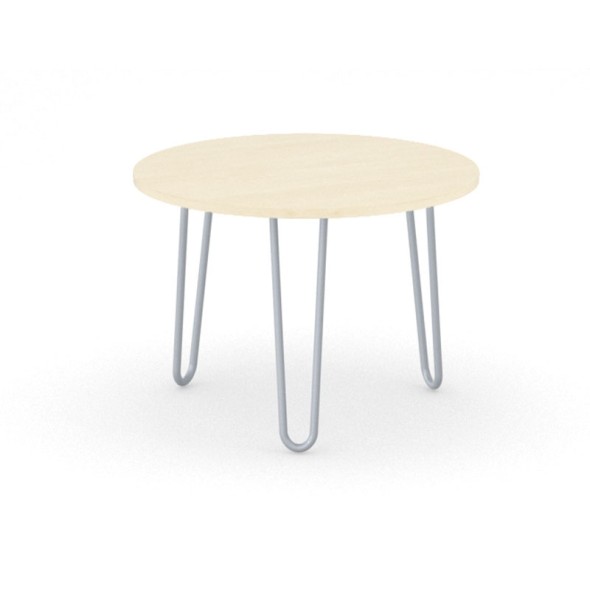 Okrúhly konferenčný stôl SPIDER, priemer 600 mm, sivo-strieborná podnož, doska breza