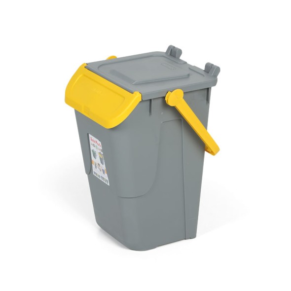 Plastikowy kosz do segregacji odpadów EKOLOGIA II, szaro-żółty