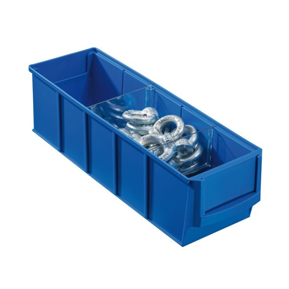 Plastikowy pojemnik do regału ShelfBox typ A - 91 x 300 x 81 mm, 16 szt., niebieski