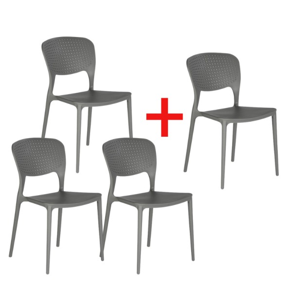 Plastová jedálenská stolička EASY 3+1 II ZADARMO, sivá