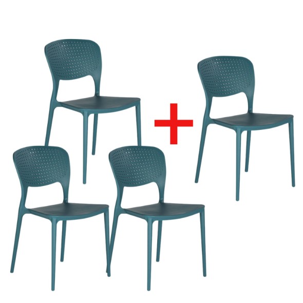 Plastová jedálenská stolička EASY II 3+1 ZADARMO, modrá
