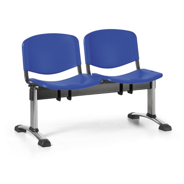 Plastová lavica do čakární ISO, 2-sedadlo, modrá, chróm nohy