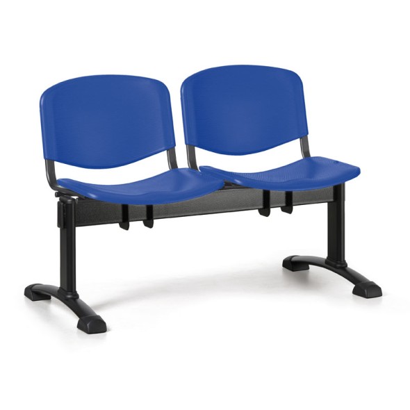 Plastová lavica do čakární ISO, 2-sedadlo, modrá, čierne nohy