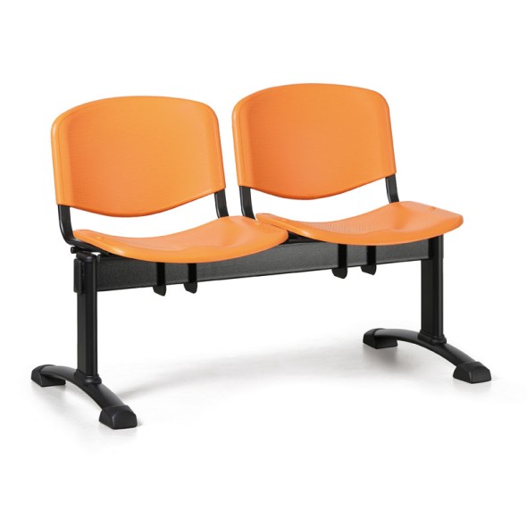 Plastová lavica do čakární ISO, 2-sedadlo, oranžová, čierne nohy