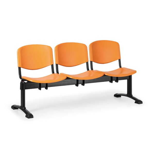 Plastová lavica do čakární ISO, 3-sedadlo, oranžová, čierne nohy