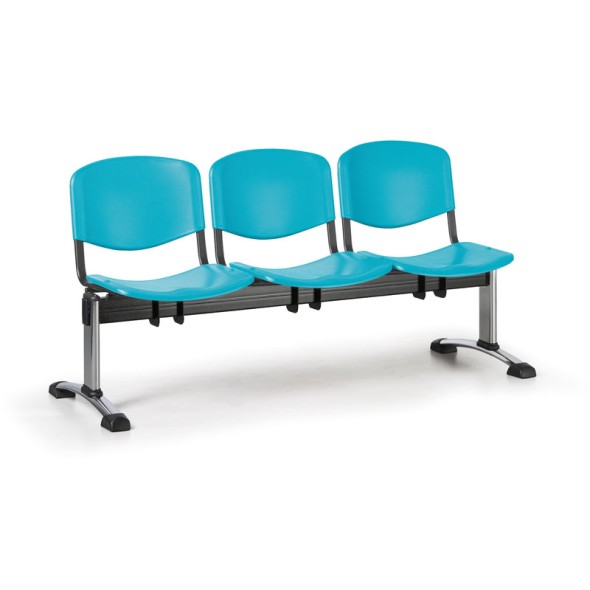 Plastová lavica do čakární ISO, 3-sedadlo, zelená, chróm nohy