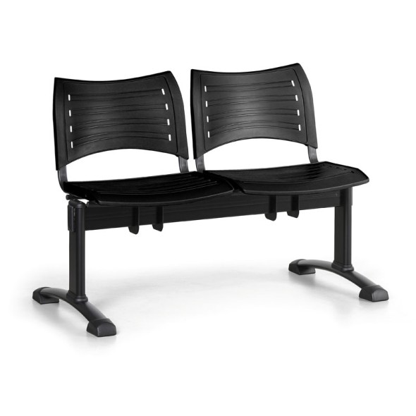 Plastová lavica do čakární VISIO, 2-sedadlo, čierna, čierne nohy