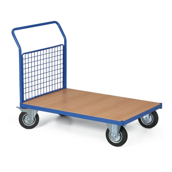 Plošinový vozík s drôtenou výplňou madla, 1000x700 mm, nosnosť 200 kg, kolesá 125 mm s čiernou gumou