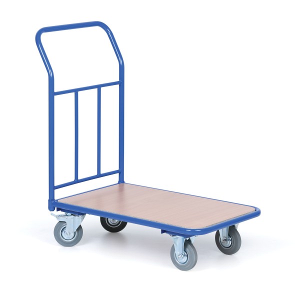 Plošinový vozík s výplňou madla, plošina 500x800 mm, nosnosť 200 kg, kolesá 125 mm so sivou gumou