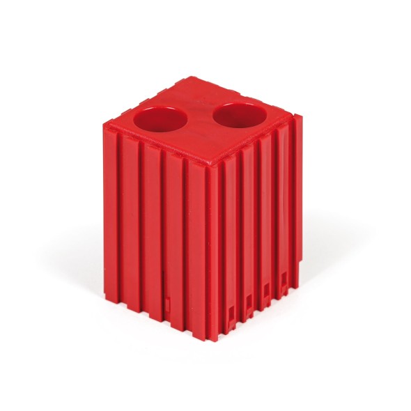 Pojemnik na narzędzia z tworzywa sztucznego z chwytem cylindrycznym ø18, moduł 5x5, 2 gniazda, czerwony