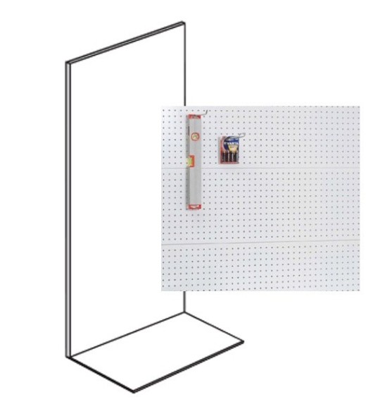 Predajný regál jednostranný, perfo steny, 1600 x 1000 x 450 mm, základná, biela