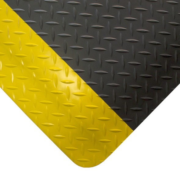 Protiúnavová rohož s diamantovým vzorom, PVC, 0,9 x 18,3 m, čierna / žltá