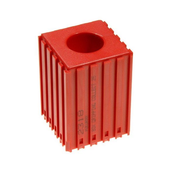 Pudełko plastikowe do przechowywania tulei zaciskowych o dużej średnicy 25 mm, moduł 5x5, 1 gniazdo, kolor czerwony