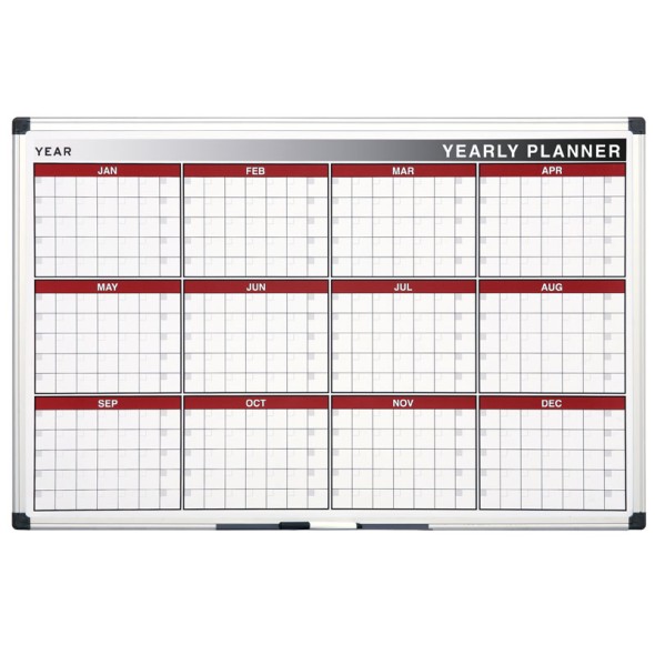 Ročná plánovacia tabuľa, magnetická, dni/mesiace, 900 x 600 mm