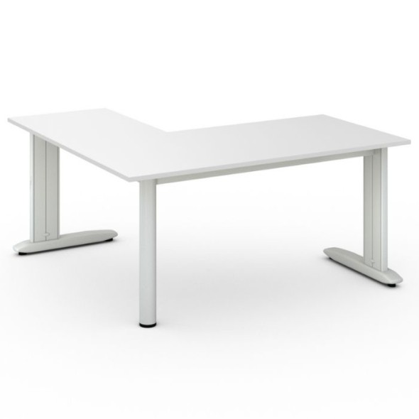 Rohový kancelársky písací stôl PRIMO FLEXIBLE, 1600 x 1600 mm, biela