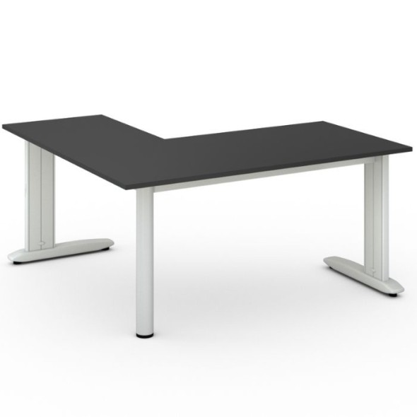 Rohový kancelársky písací stôl PRIMO FLEXIBLE, 1600 x 1600 mm, grafitová