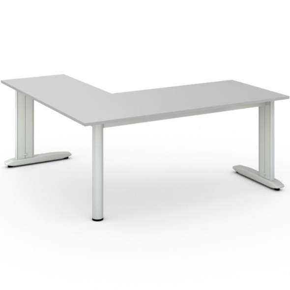 Rohový kancelářský psací stůl PRIMO FLEXIBLE, 1800 x 1800 mm, šedá