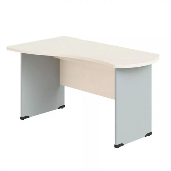 Rohový kancelářský stůl BERN, dřevěná podnož, levý, bříza, délka 1600 mm