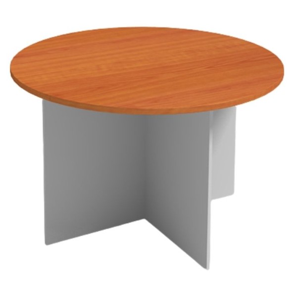 Rokovací stôl s guľatou doskou PRIMO FLEXI, priemer 1200 mm, sivá / čerešňa
