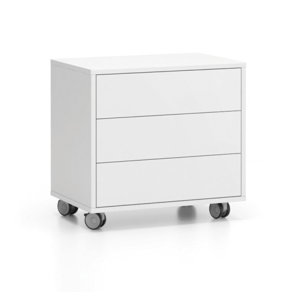 Rollcontainer, Büro-Sideboard LAYERS White, 3 Schubladen, 600 x 400 x 575 mm, weiß