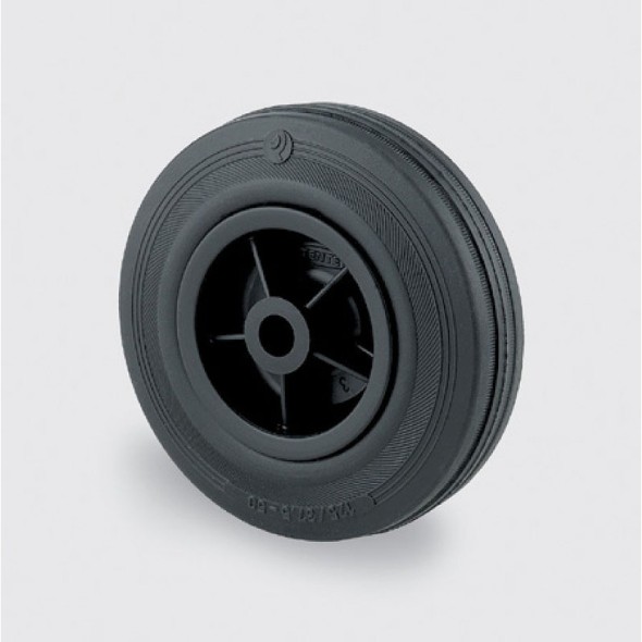 Samostatné koleso, plastový disk, čierna guma, 200 mm