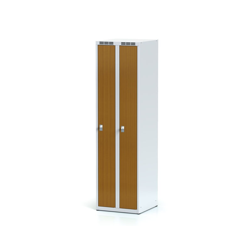 Šatníková skrinka zúžená, 2-dverová, laminované dvere čerešňa, cylindrický zámok