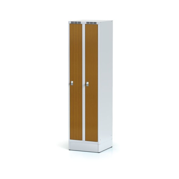 Šatníková skrinka zúžená na sokli, 2-dverová, laminované dvere čerešňa, cylindrický zámok