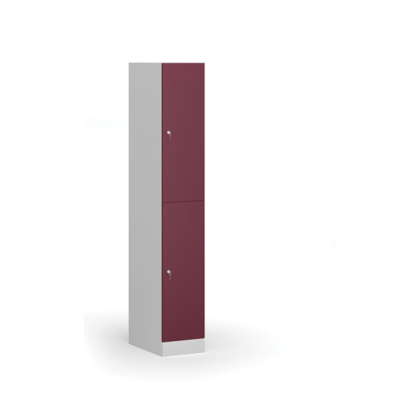 Schließfach mit Aufbewahrungsboxen, 2 Boxen, 1850 x 300 x 500 mm, Zylinderschloss, rote Tür