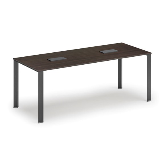 Stôl INFINITY 2000 x 900 x 750, wenge + 2x stolná zásuvka TYP II, čierna