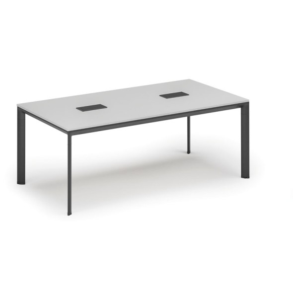 Stôl INVITATION 2000 x 1000 x 740, biela + 2x stolná zásuvka TYP III, čierna