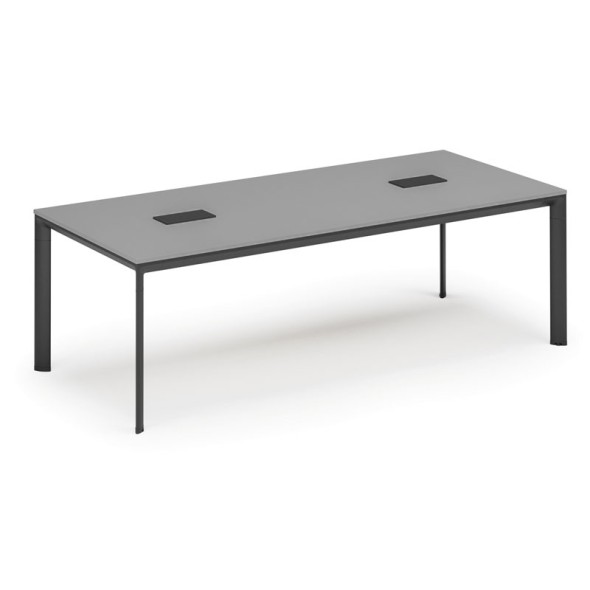 Stôl INVITATION 2400 x 1200 x 740, sivá + 2x stolná zásuvka TYP V, čierna