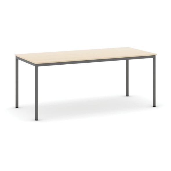 Stôl jedálenský, 1800 x 800 mm doska breza, podnož tm. sivá