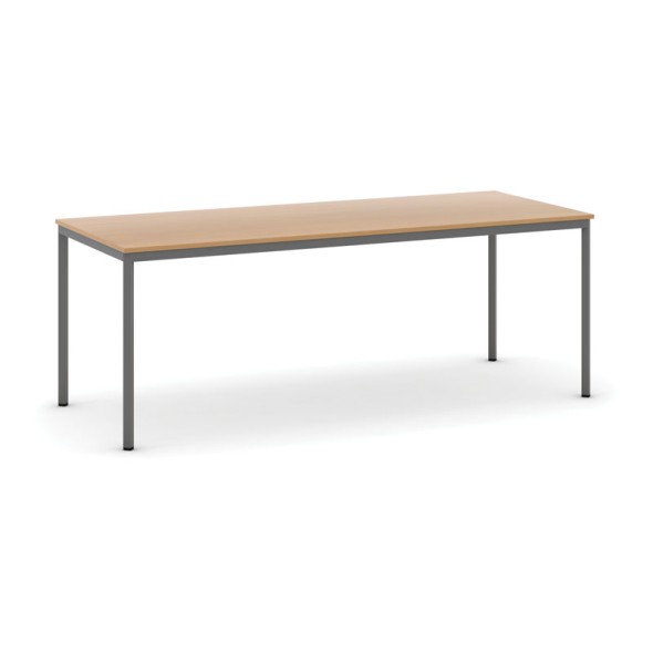 Stôl jedálenský, 2000 x 800 mm doska buk, podnož tm. sivá